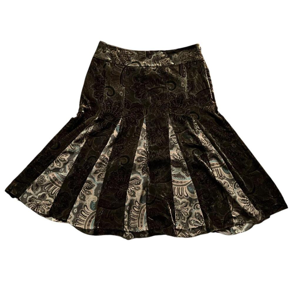 Ann Taylor Loft Velvet Floral Paisley Skirt: Y2K, Modern